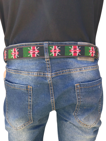 Handcrafted Maasai Belt - Kenya Flag