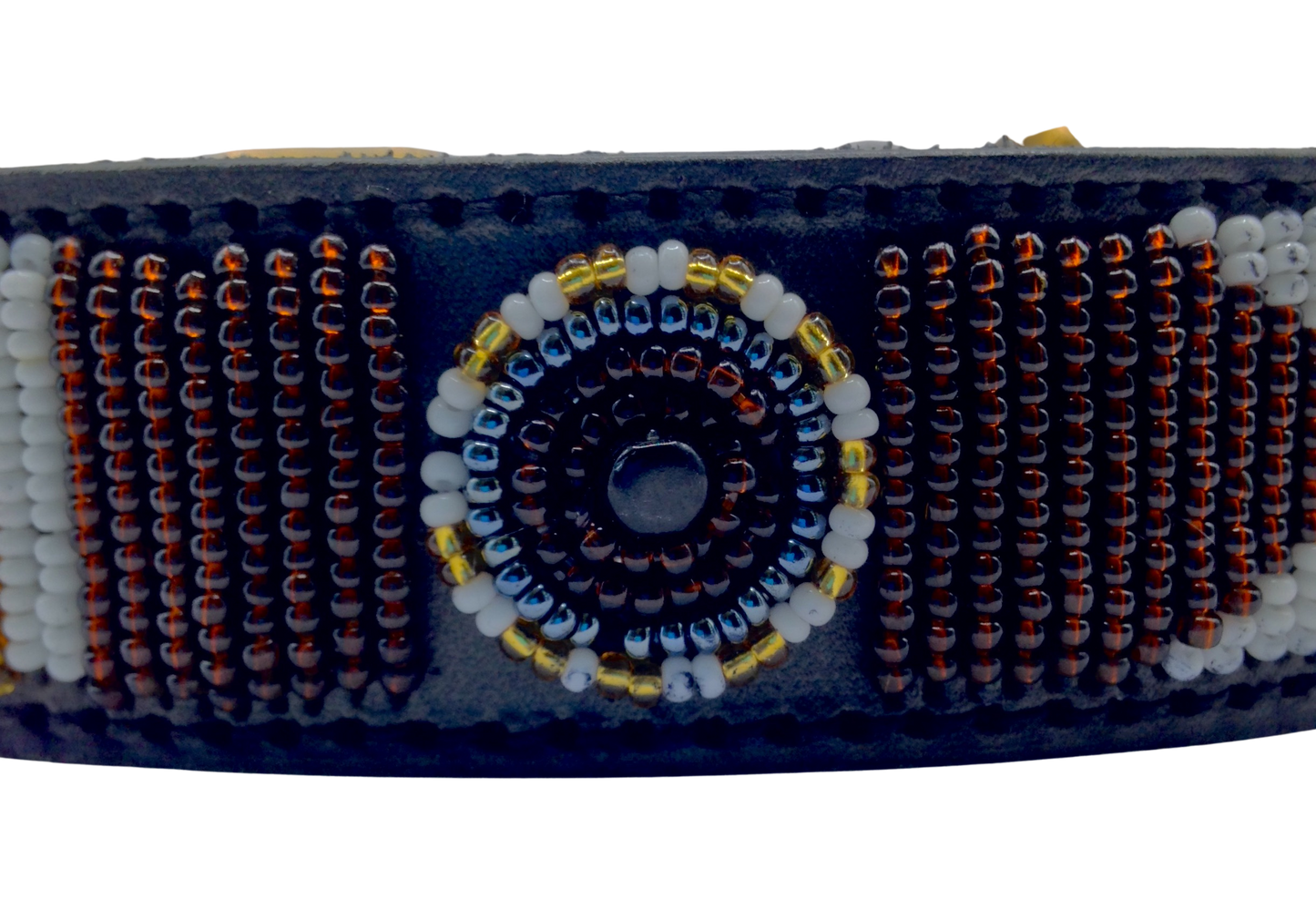 Handcrafted Maasai Dog Collar -Brown Gold Geometric