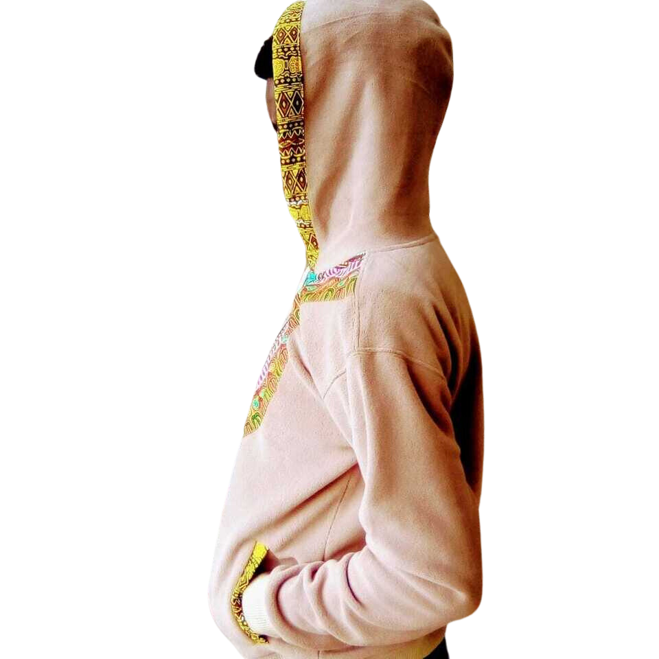 Hoodie Dashiki Fleece Beige