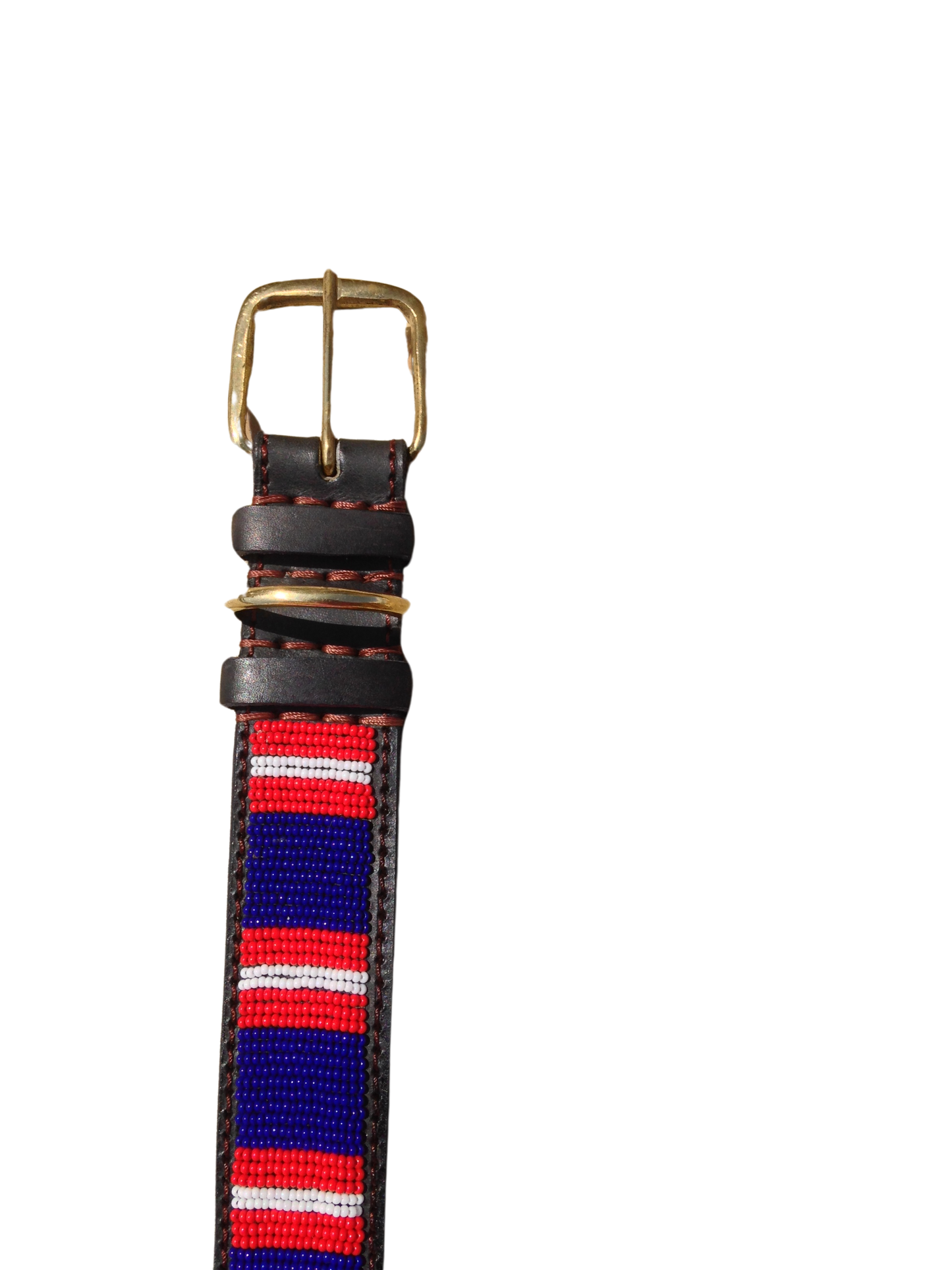 Handcrafted Maasai Dog Collar - Blue Red Stripes