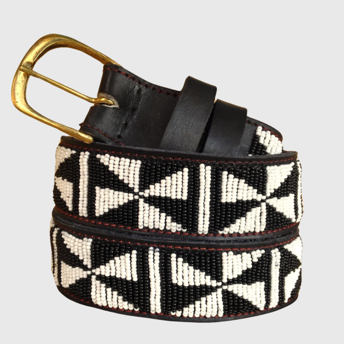 Handcrafted Maasai Belt - Black & White Geometric
