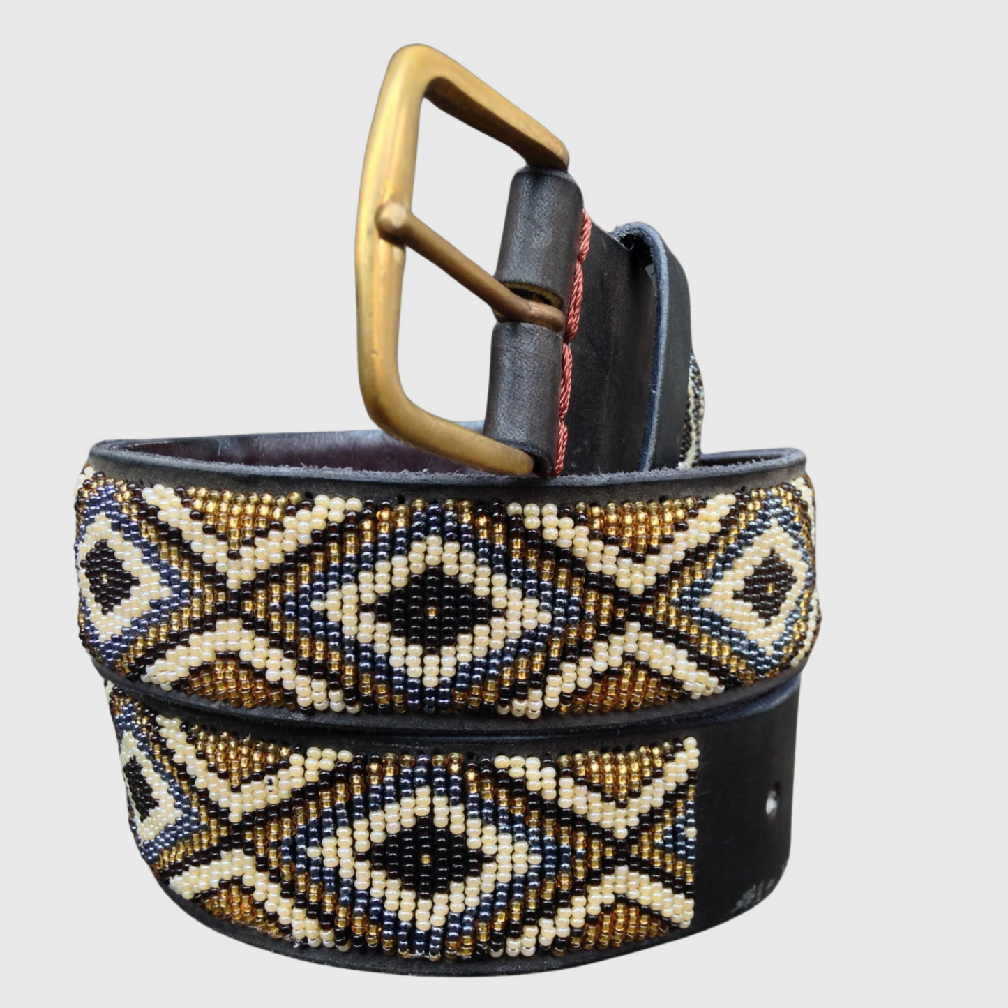 Handcrafted Maasai Belt - Gold Silver Geometric