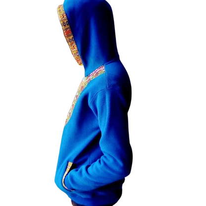 Hoodie Dashiki Fleece Blue