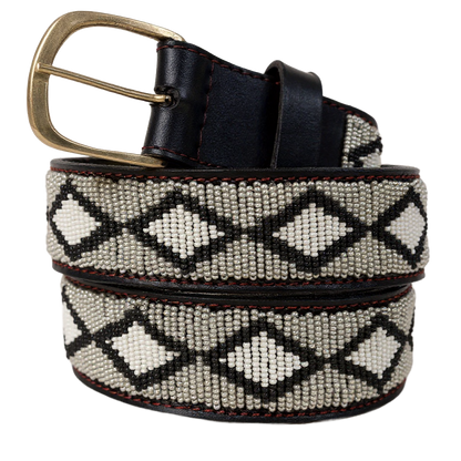 Handcrafted Maasai Belt - Ash Gray Geometric