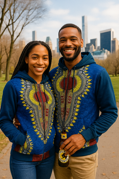 Hoodie Fleece Dashiki Blue