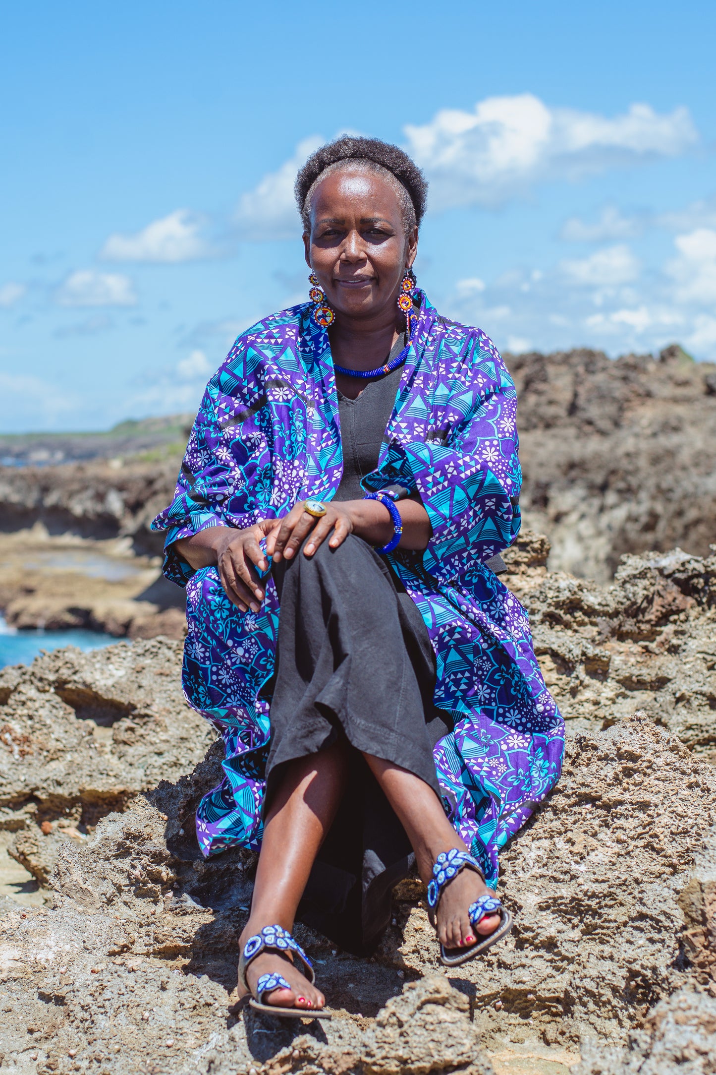 Sandals Floral Blue Toe Ring