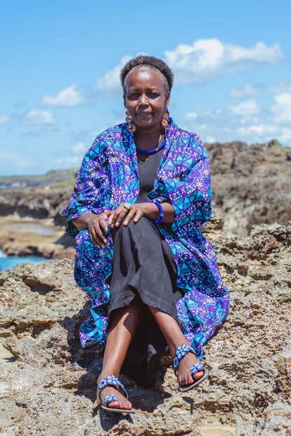 Sandals Floral Blue Toe Ring