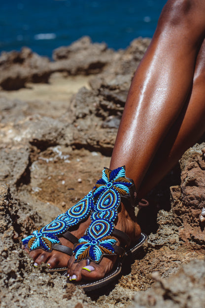 Sandals Gladiator Blue Gold