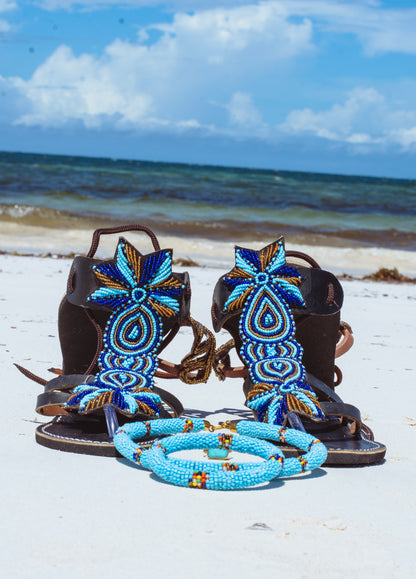 Sandals Gladiator Blue Gold