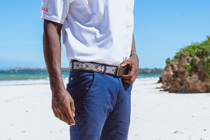Handcrafted Maasai Belt - Black White Geometric
