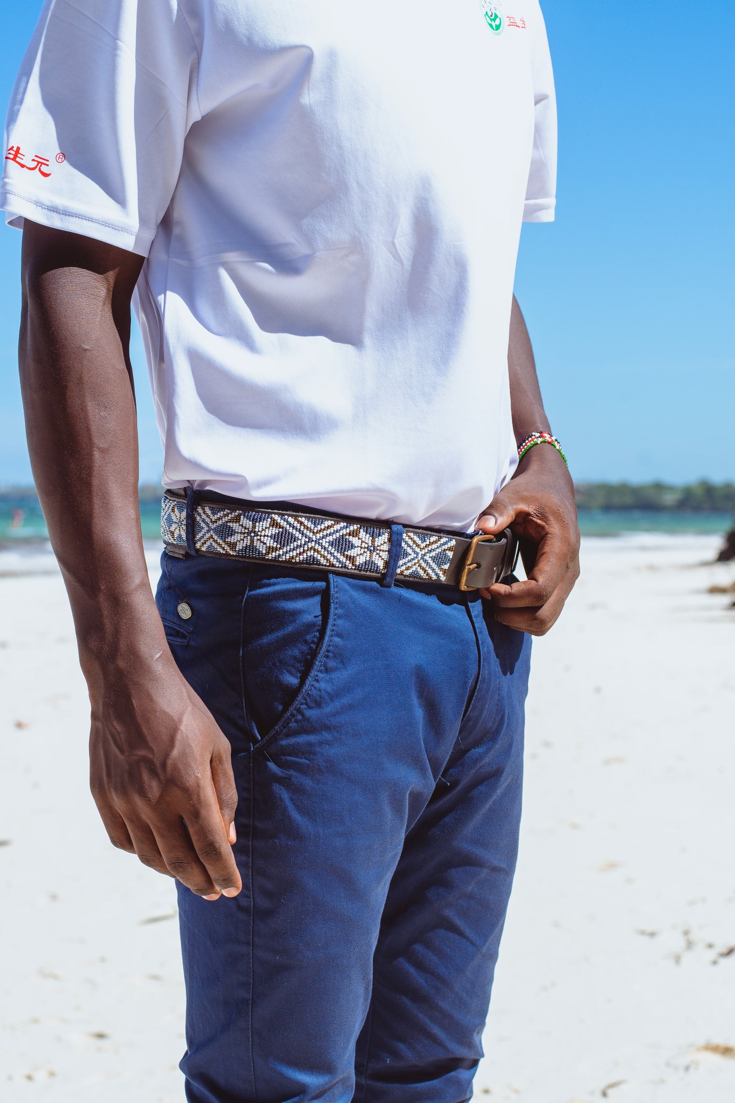 Handcrafted Maasai Belt - Black White Geometric