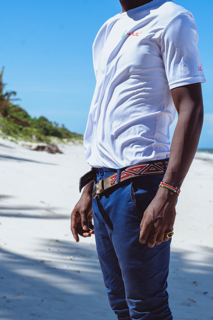 Handcrafted Maasai Belt - Brown Geometric