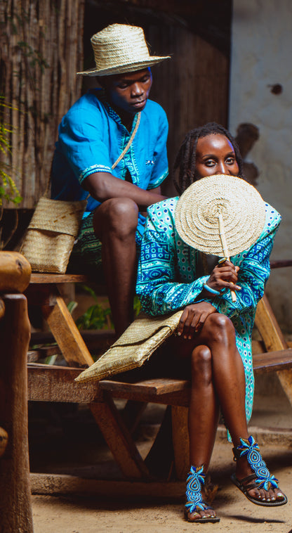 Sandals Gladiator Blue Gold