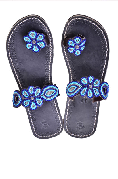 Sandals Floral Blue Toe Ring