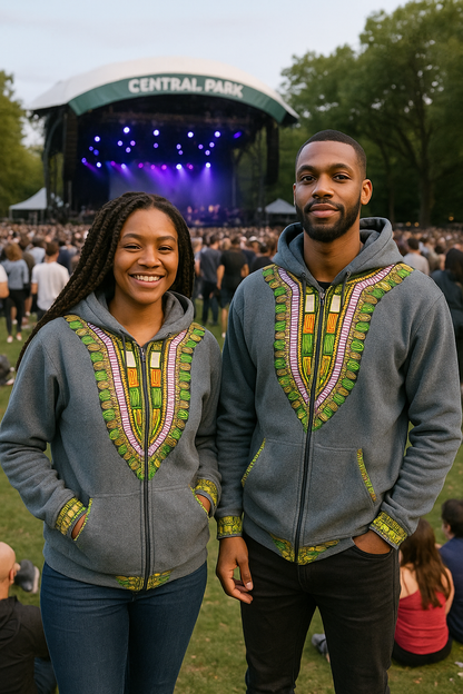 Hoodie Dashiki Fleece Gray