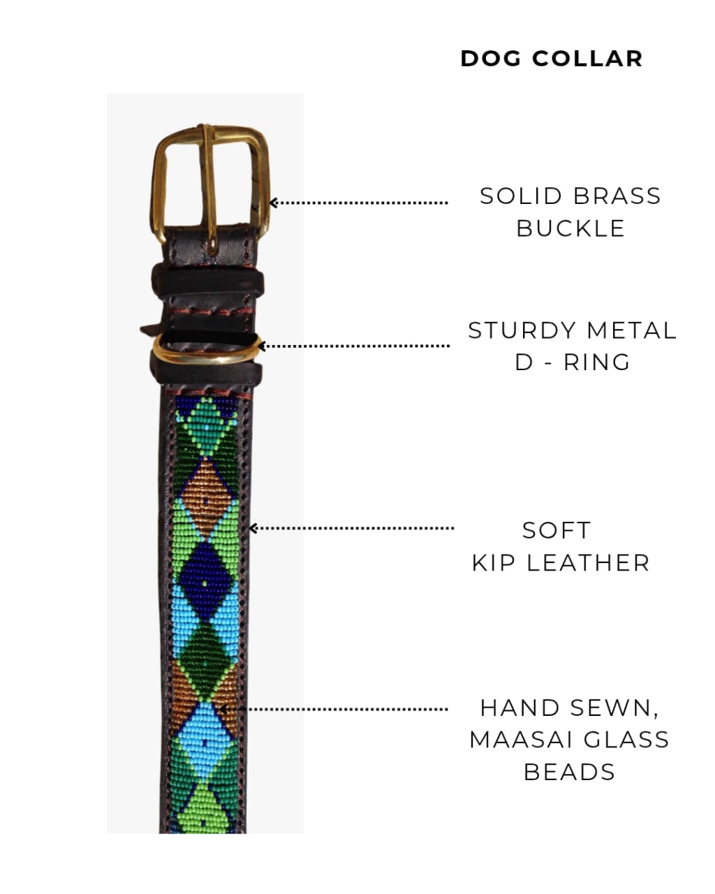 Handcrafted Maasai Dog Collar - Green Gold Geometric