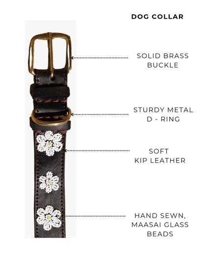 Handcrafted Maasai Dog Collar - White Floral