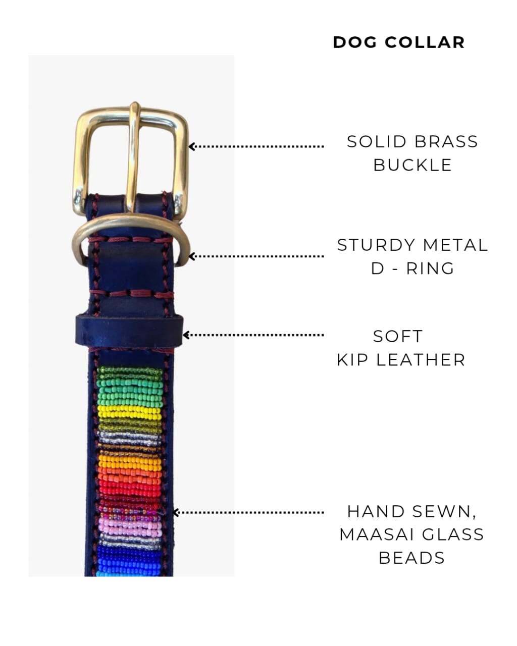 Handcrafted Maasai Dog Collar - Rainbow Stripes