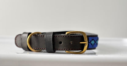 Handcrafted Maasai Dog Collar - Blue Geometric