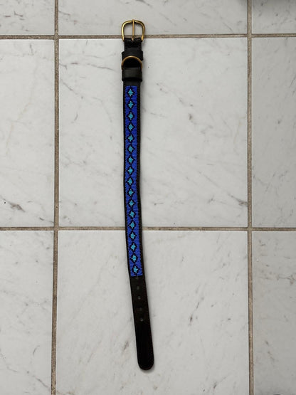 Handcrafted Maasai Dog Collar - Blue Geometric