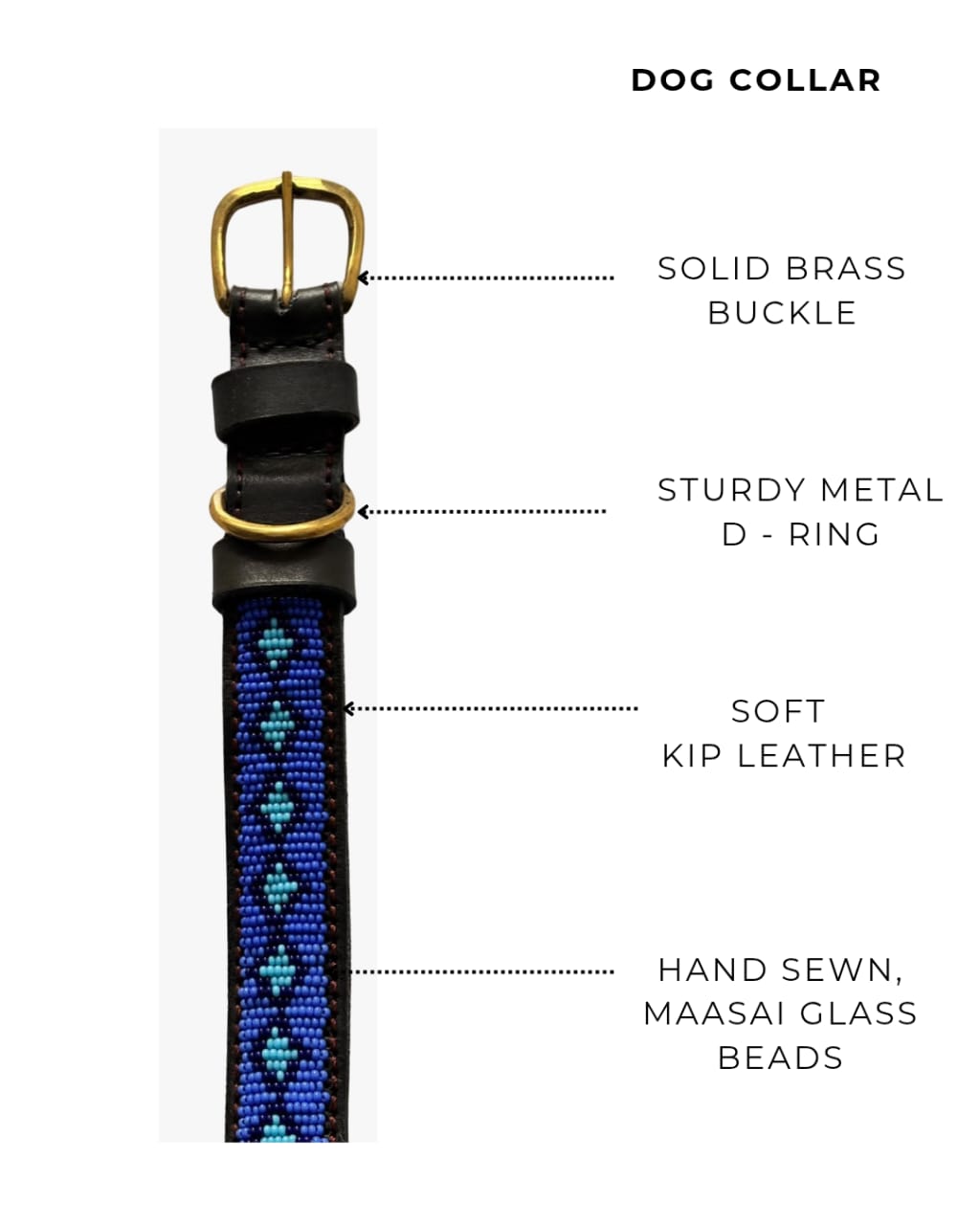 Handcrafted Maasai Dog Collar - Blue Geometric