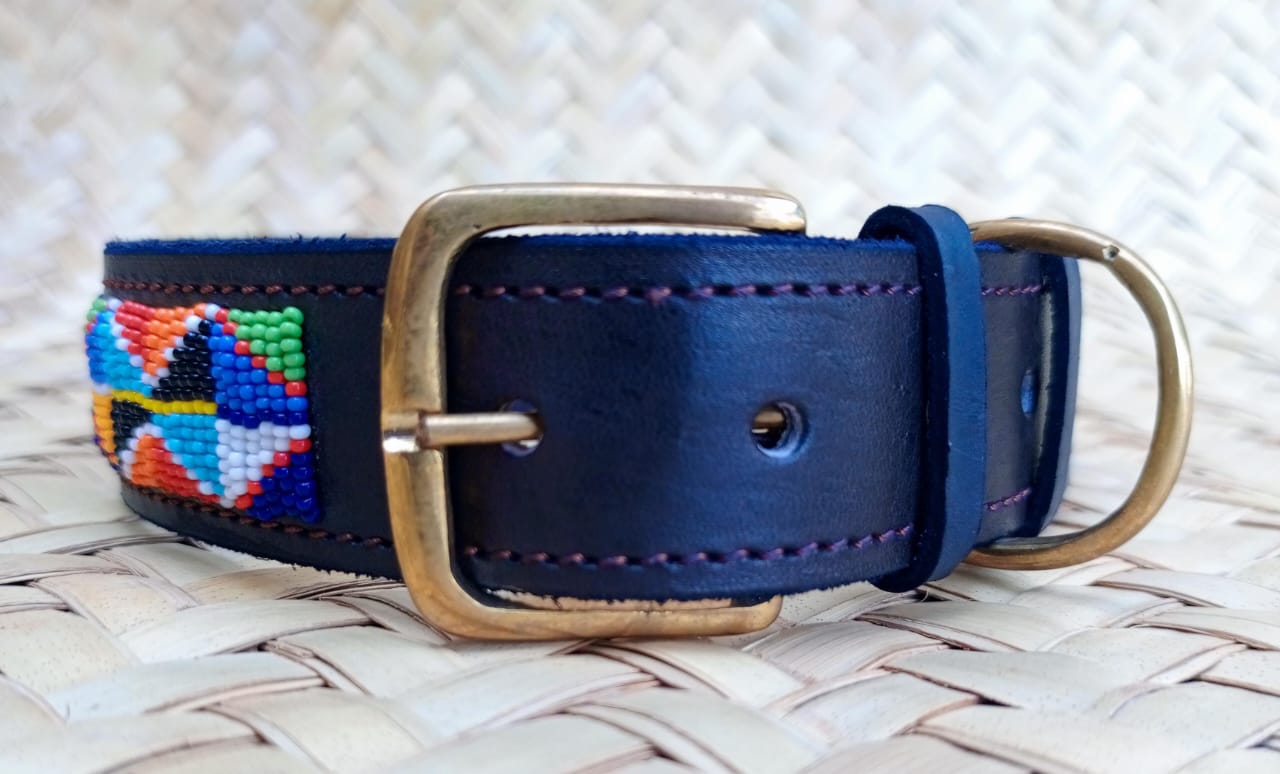 Handcrafted Maasai Dog Collar - Colorful Geometric