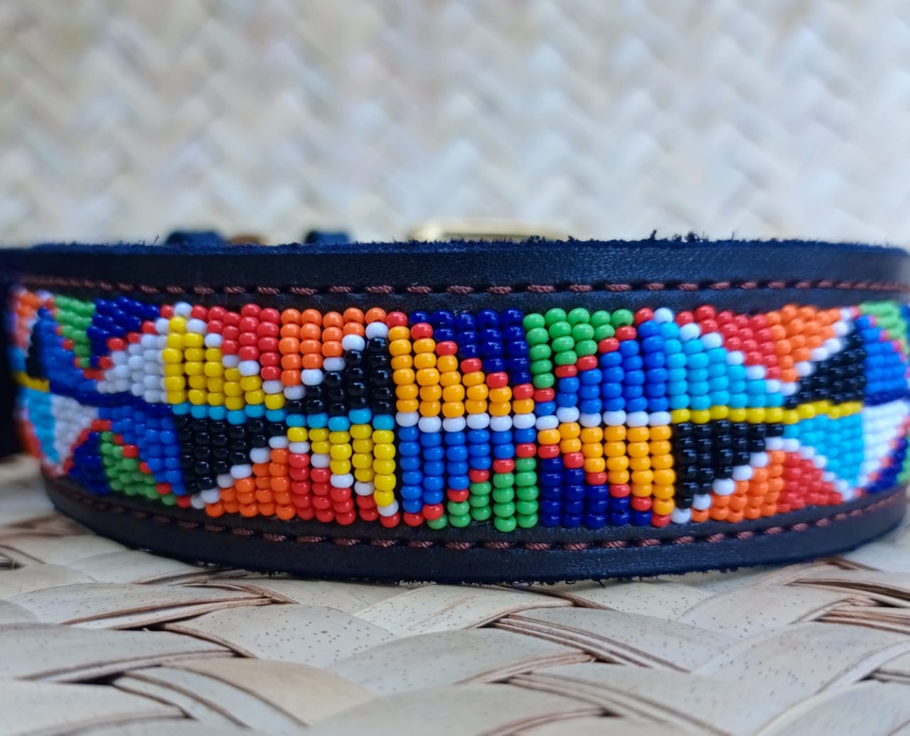 Handcrafted Maasai Dog Collar - Colorful Geometric