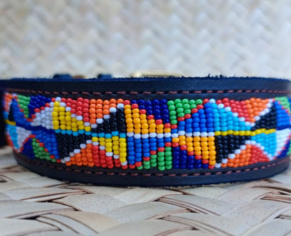 Handcrafted Maasai Dog Collar - Colorful Geometric