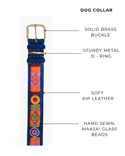 Handcrafted Maasai Dog Collar - Orange Gold Geometric