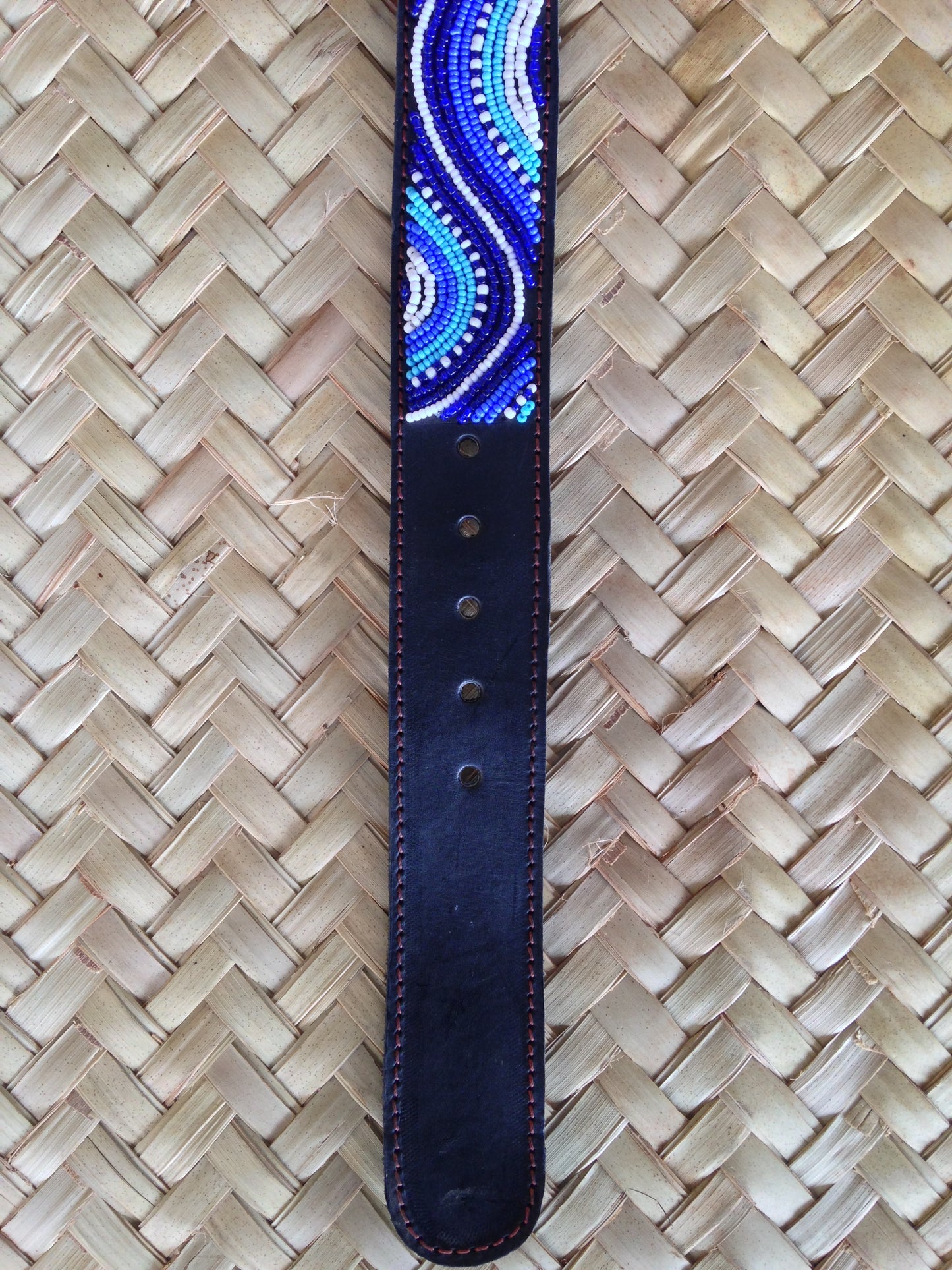 Handcrafted Maasai Belt - Electric Blue Waves