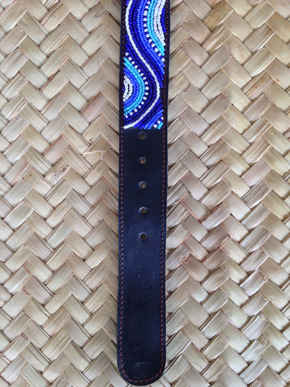 Handcrafted Maasai Belt - Electric Blue Waves