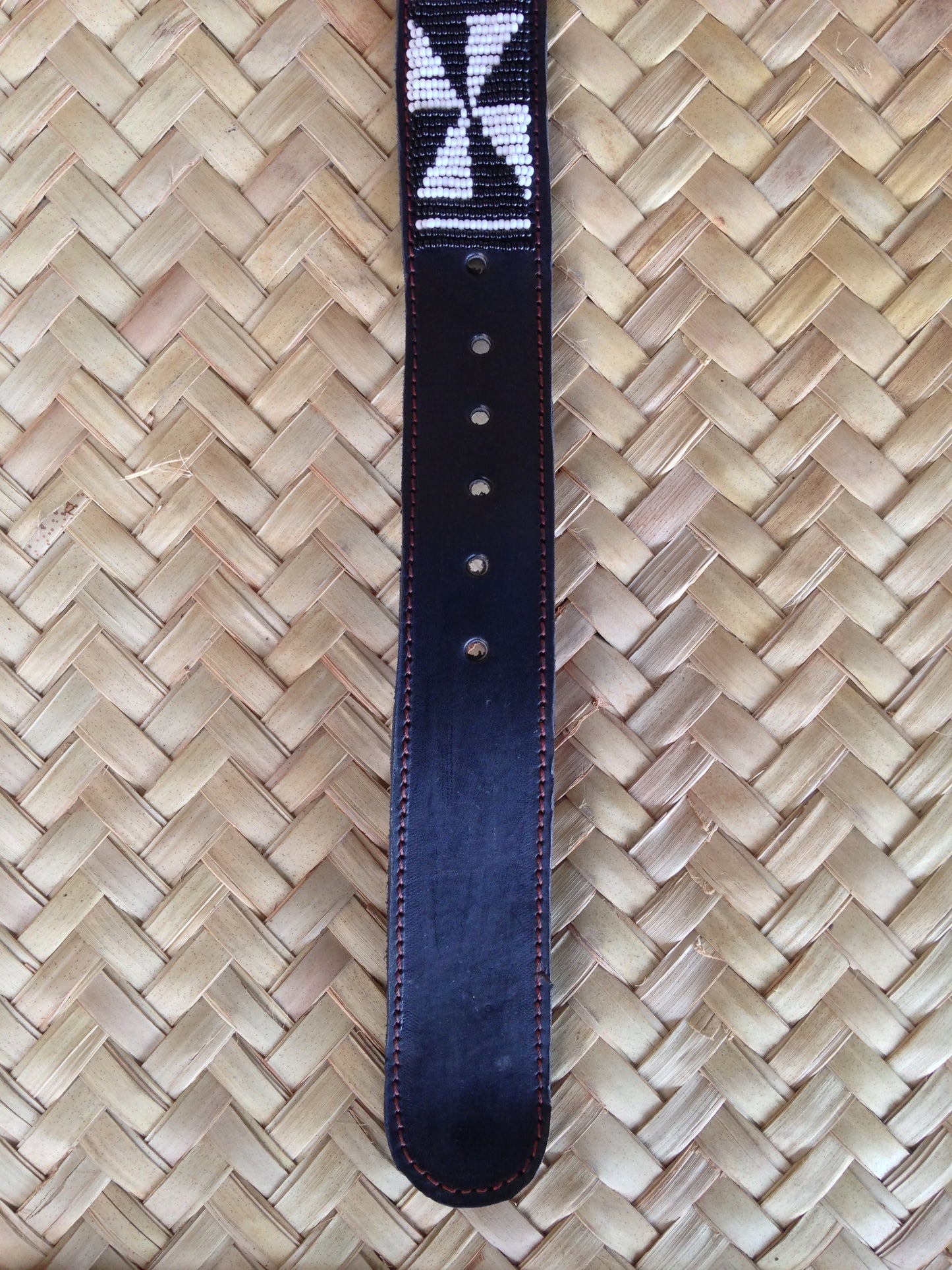 Handcrafted Maasai Belt - Black & White Geometric