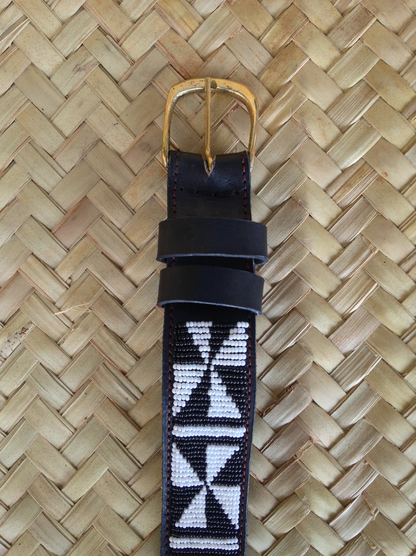Handcrafted Maasai Belt - Black & White Geometric