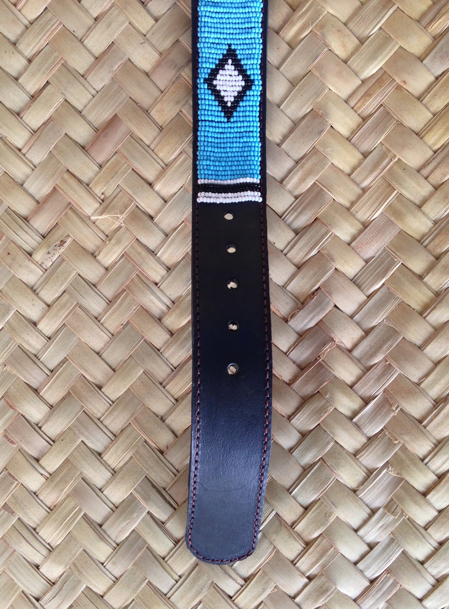 Handcrafted Maasai Belt - Sky Blue Geometric