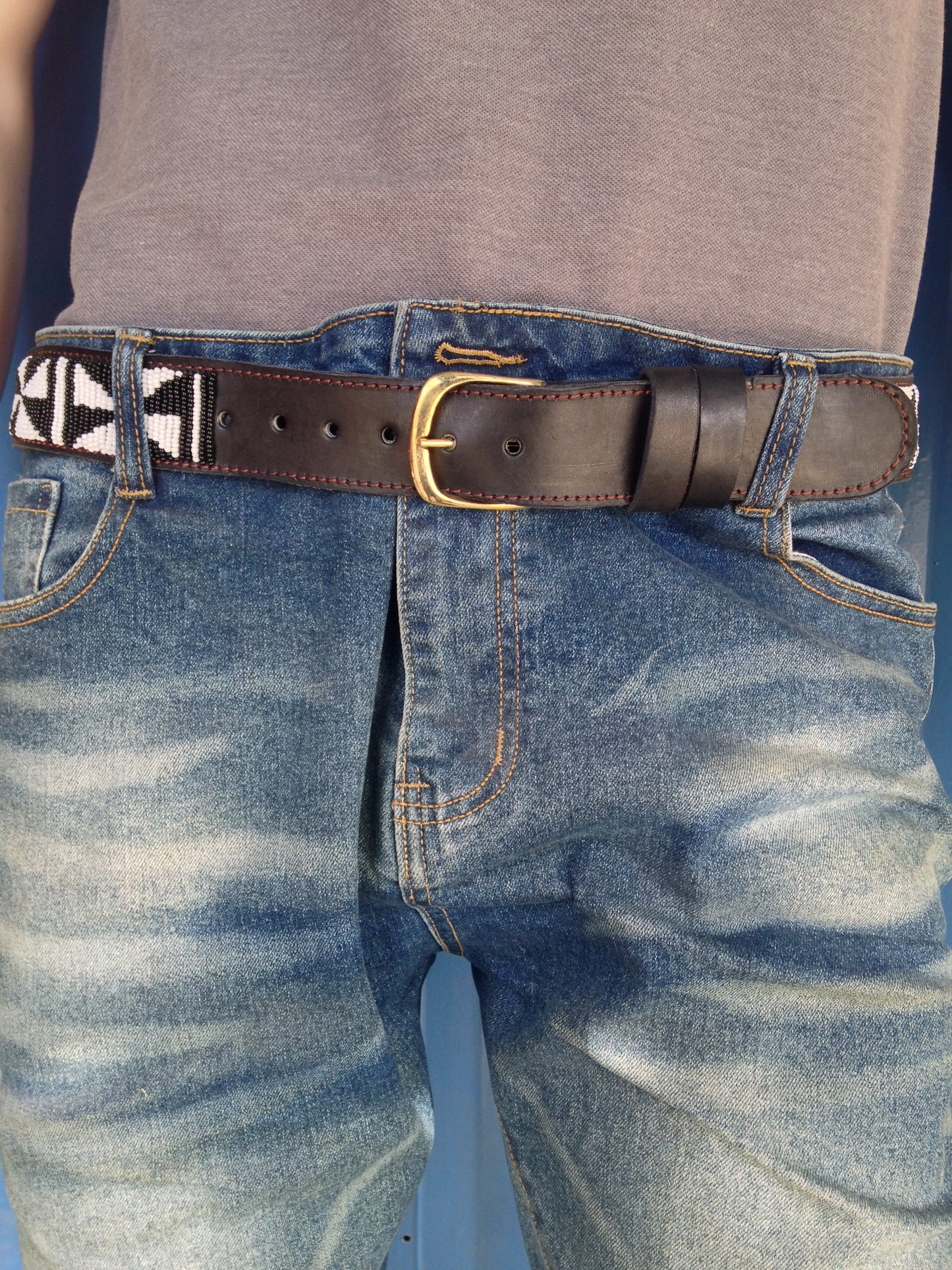 Handcrafted Maasai Belt - Black & White Geometric