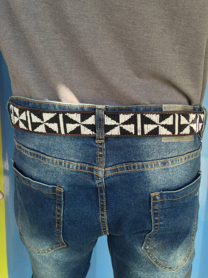 Handcrafted Maasai Belt - Black & White Geometric