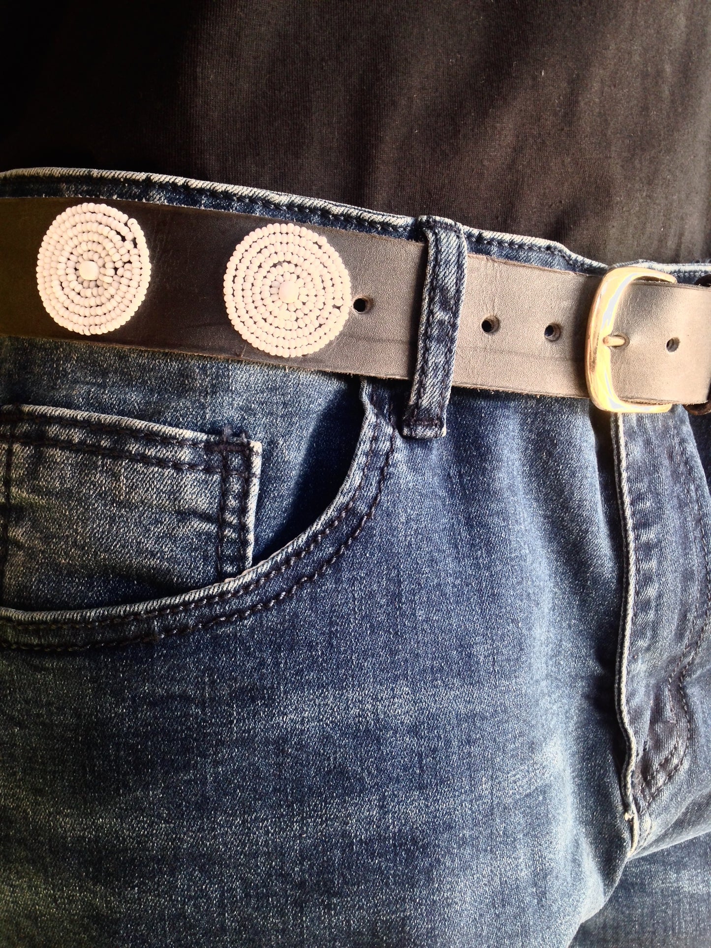 Handcrafted Maasai Belt - White Circles