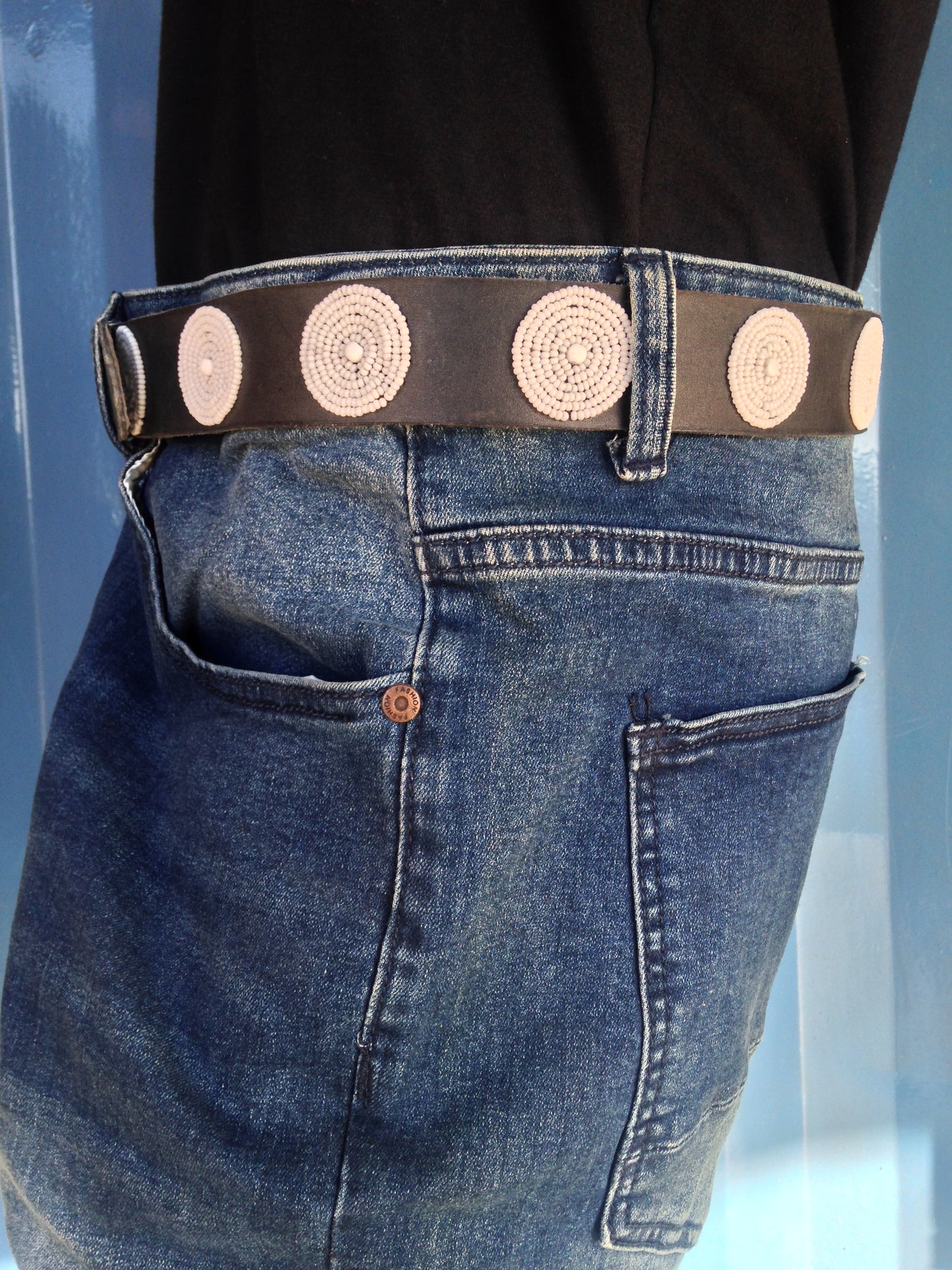 Handcrafted Maasai Belt - White Circles