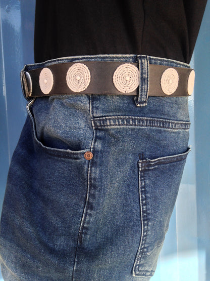 Handcrafted Maasai Belt - White Circles