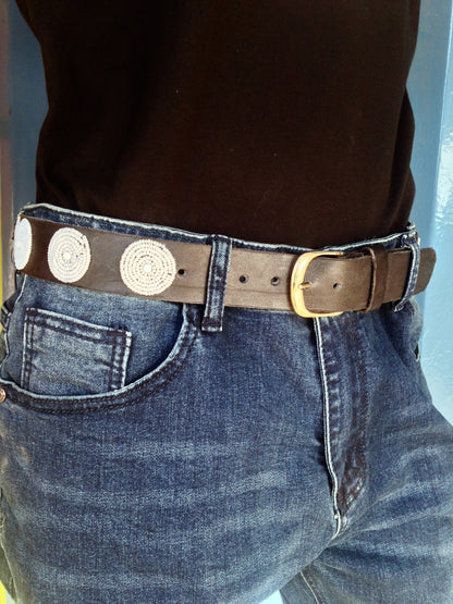 Handcrafted Maasai Belt - White Circles