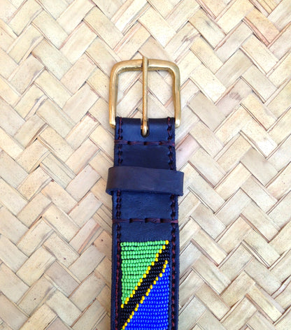 Handcrafted Maasai Belt - Tanzania Flag