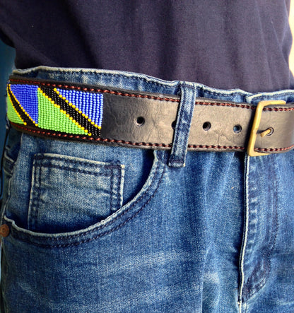 Handcrafted Maasai Belt - Tanzania Flag