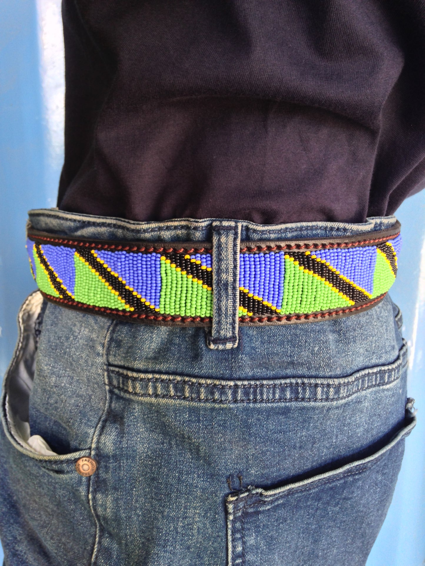 Handcrafted Maasai Belt - Tanzania Flag