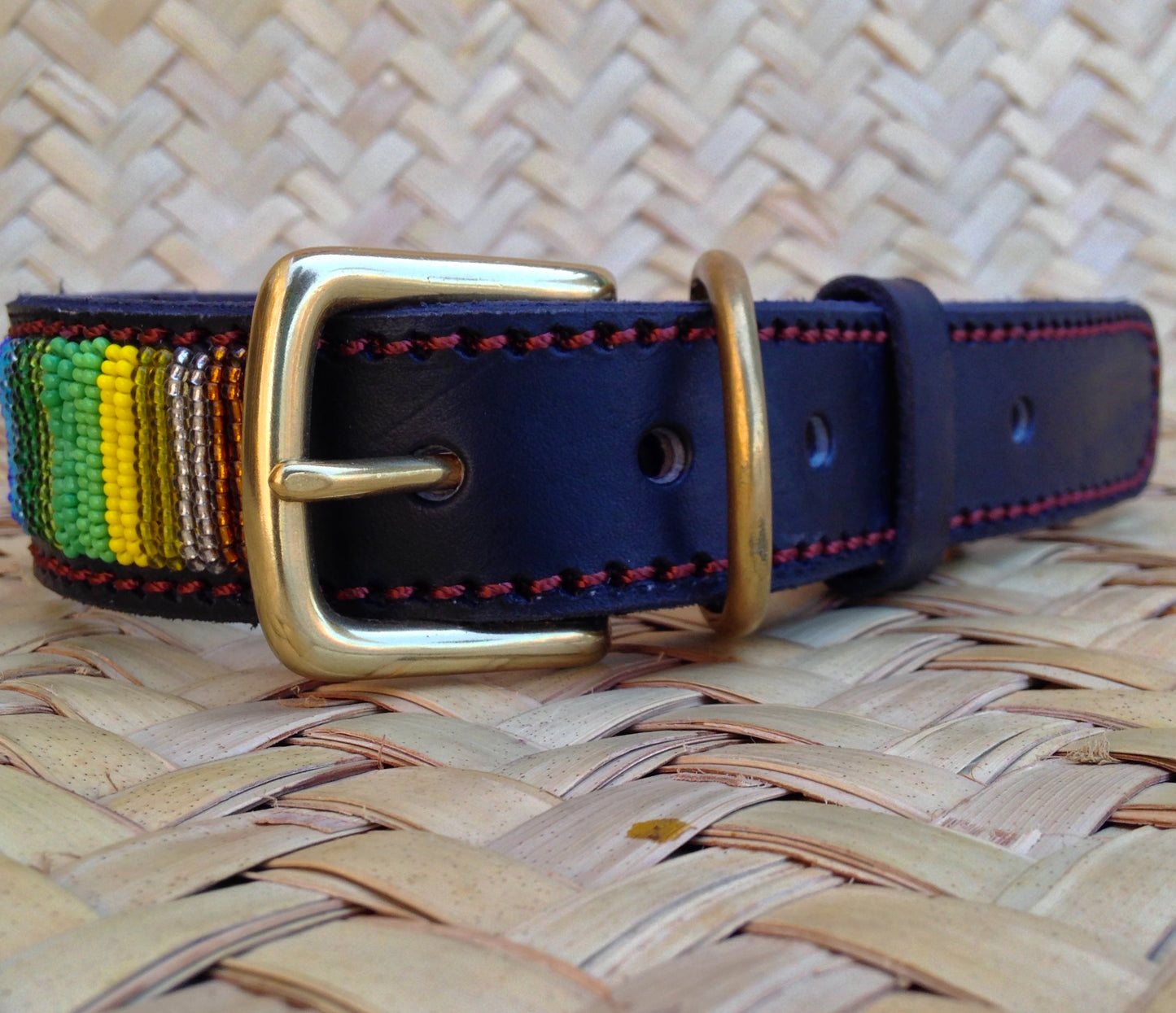 Handcrafted Maasai Dog Collar - Rainbow Stripes