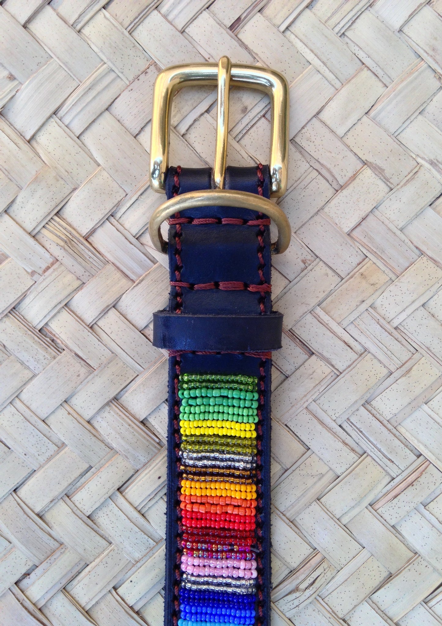 Handcrafted Maasai Dog Collar - Rainbow Stripes