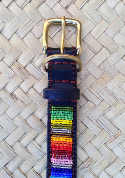 Handcrafted Maasai Dog Collar - Rainbow Stripes