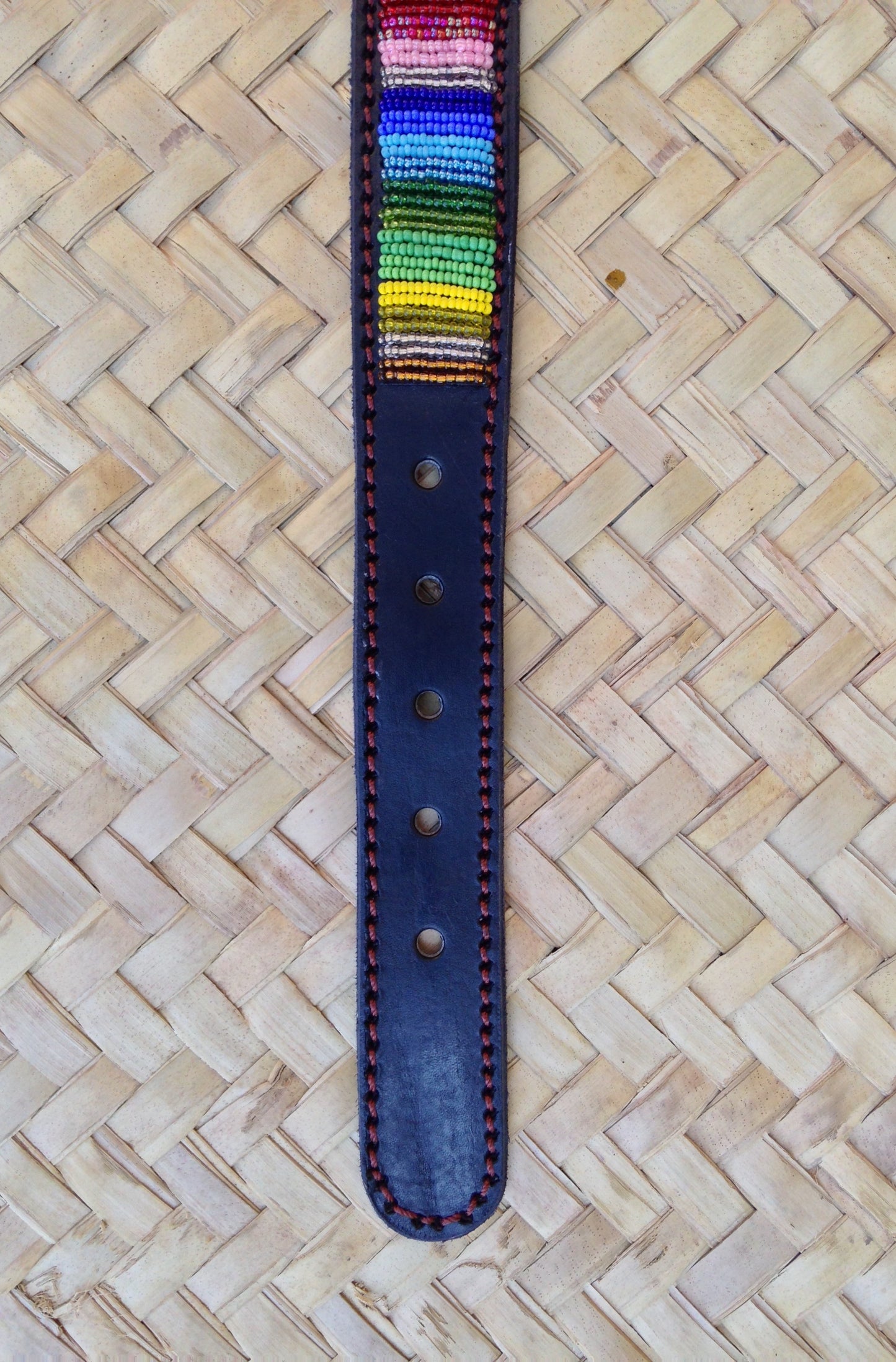 Handcrafted Maasai Dog Collar - Rainbow Stripes