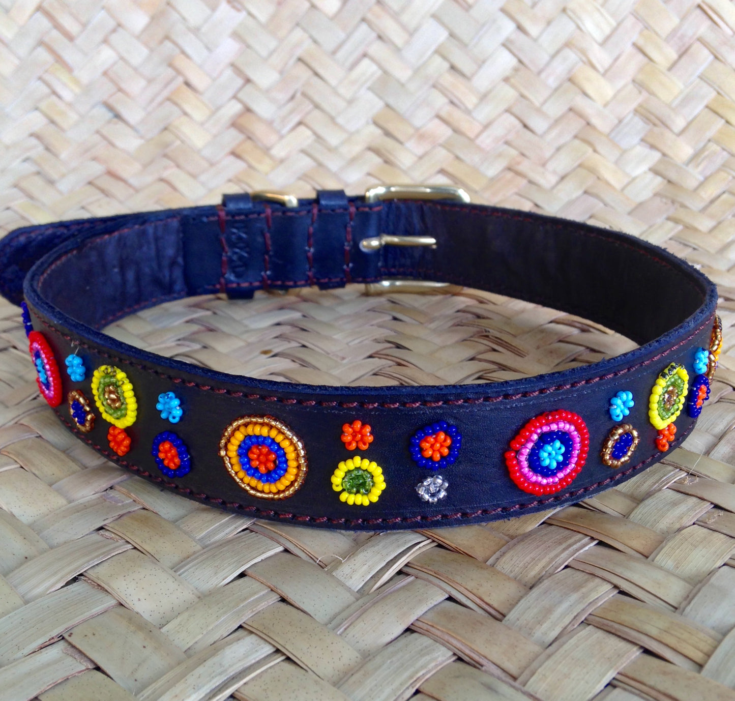 Handcrafted Maasai Dog Collar - Colorful Circles