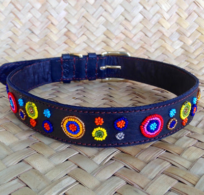 Handcrafted Maasai Dog Collar - Colorful Circles