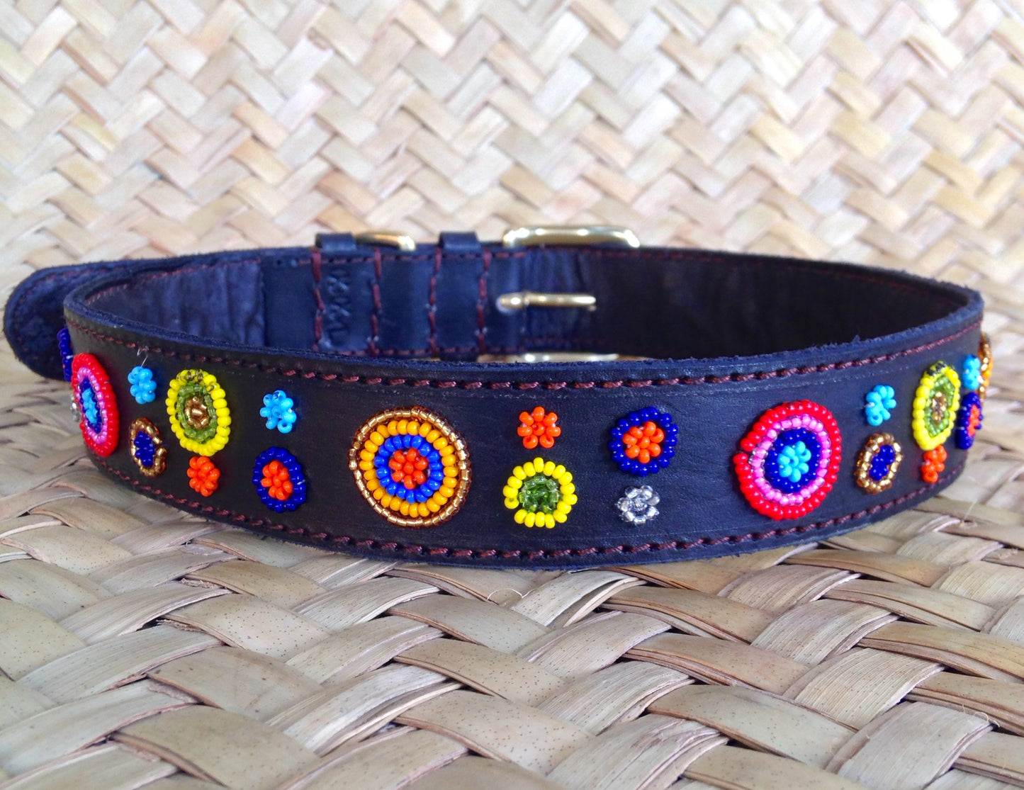 Handcrafted Maasai Dog Collar - Colorful Circles